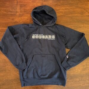Vintage 90s Champion BYU Brigham Young Cougars Hoodie Navy Sweatshirt Size SM‎